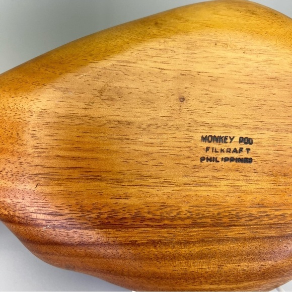 Vintage MCM Monkey Pod Wood Fish Shaped  Serving Bowl Platter - Picture 8 of 11
